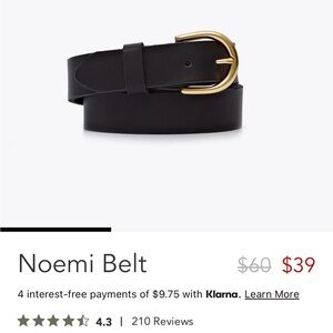 NWT Nisolo Noemi belt, black XS